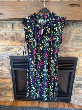Navy Tommy Hilfiger Floral Ruffle Sleeve Sundress